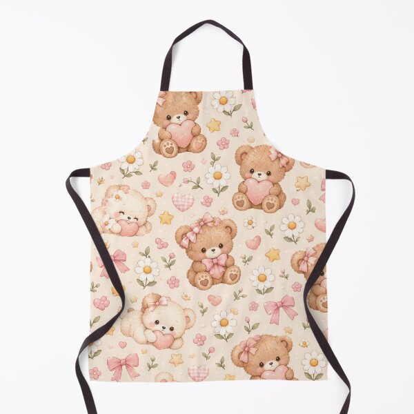 Item preview, Cute Teddy Bear Pink Hearts Daisy Seamless Pattern designed and sold by Shivora Studio.