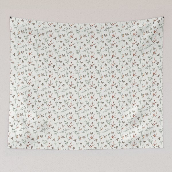 Item preview, Japanese Sparrow and Bamboo Floral Pattern designed and sold by ArtfulAlchemy1.