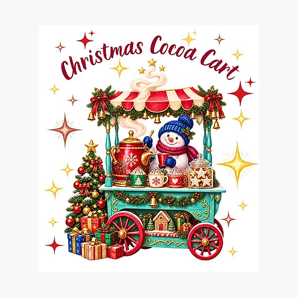 Item preview, Snowman Christmas Cocoa Cart designed and sold by CheersTOGETHER.