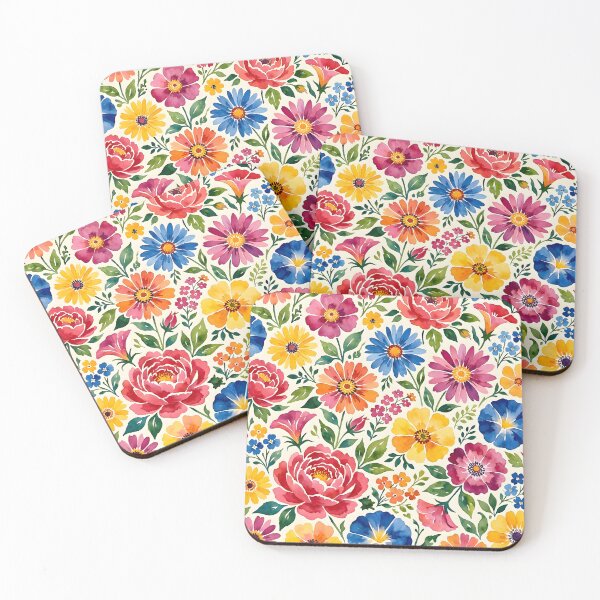 Item preview, Bright Watercolor Summer Garden Floral Pattern designed and sold by Sybille-Yates.