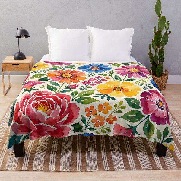 Item preview, Bright Watercolor Summer Garden Floral Pattern designed and sold by Sybille-Yates.