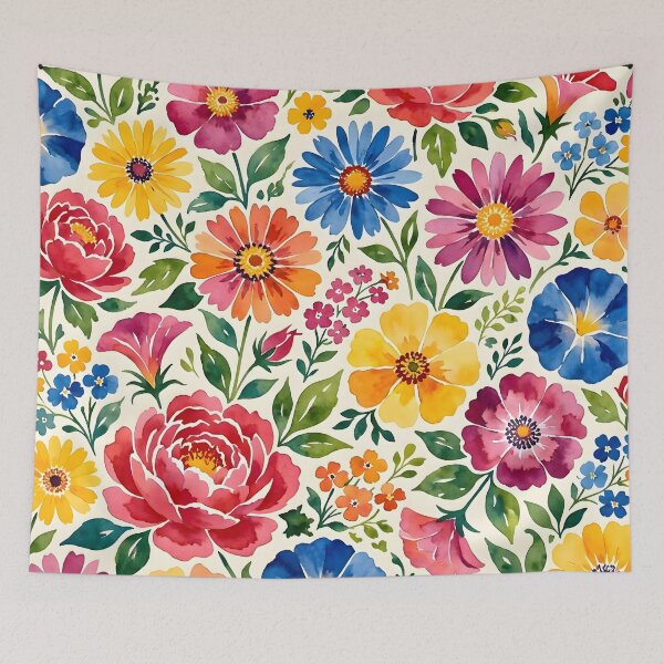 Item preview, Bright Watercolor Summer Garden Floral Pattern designed and sold by Sybille-Yates.