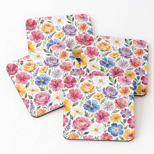 Item preview, Bright Watercolor Summer Garden Floral Pattern designed and sold by Sybille-Yates.