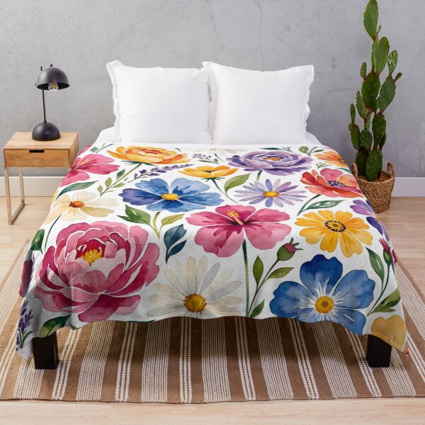 Item preview, Bright Watercolor Summer Garden Floral Pattern designed and sold by Sybille-Yates.