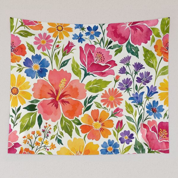 Item preview, Bright Watercolor Summer Garden Floral Pattern designed and sold by Sybille-Yates.