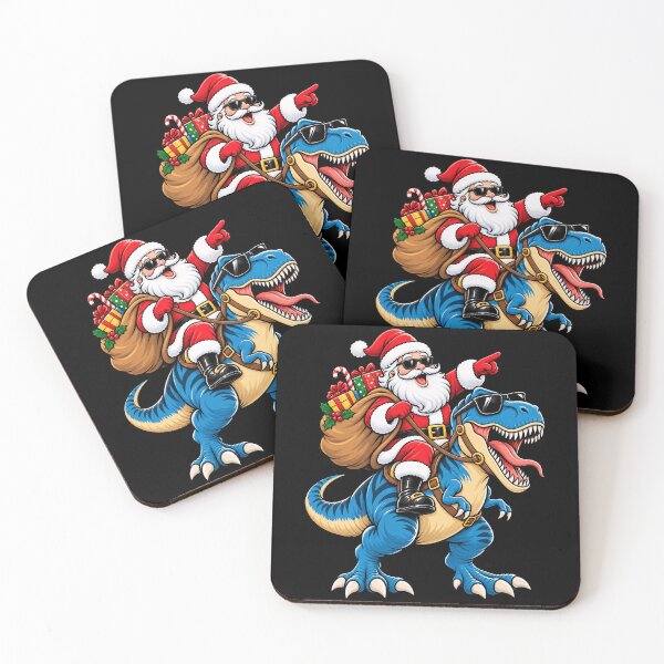 Item preview, Santa riding a dinosaur for a festive twist christmas designed and sold by rafaeltto.