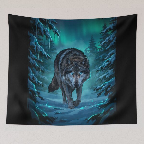 Item preview, Glowing Eyed Wolf in Winter Forest designed and sold by Enea Kelo.
