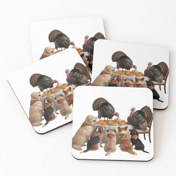 Item preview, Funny Thanksgiving Feast with Five Dogs and Two Live Turkeys designed and sold by BestFriendWorld.