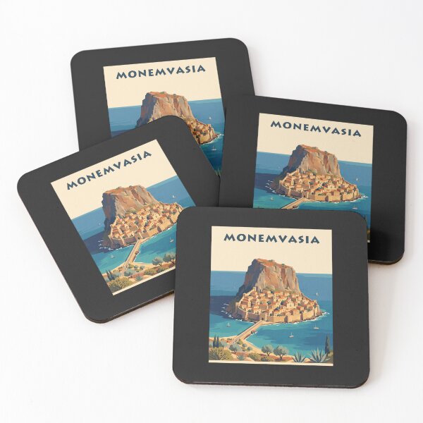 Item preview, Monemvasia Rock Town – Vintage Greek Travel Poster designed and sold by Odd World.