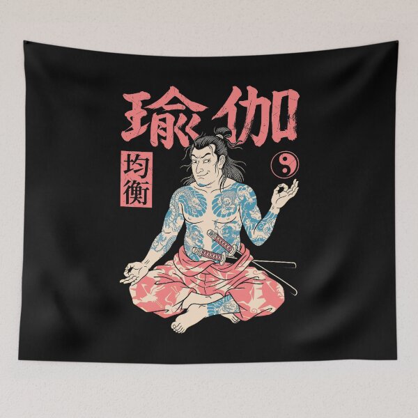Item preview, Yoga Lover Men Samurai Japanese Kanji Meditation designed and sold by GrandeDuc.