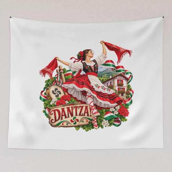 Item preview, Traditional Basque Folk Dancer Retro Illustration designed and sold by Gino64.
