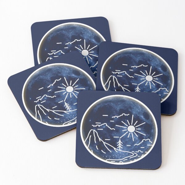 Item preview, Mystic Full Moon Mountain & Sun Nature Line Art designed and sold by T-ShirtTerrace.