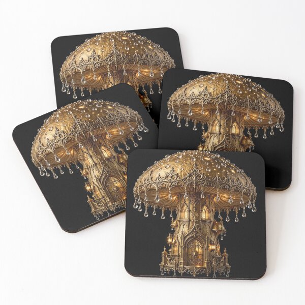 Item preview, Golden Mushroom – Luxury Gothic Woodland Art designed and sold by Phitwhim.