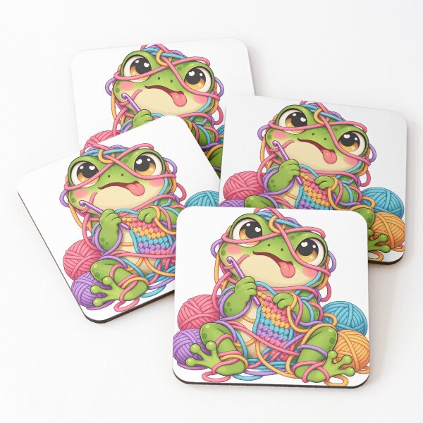 Item preview, Cute Crochet Frog Tangled in Colorful Yarn designed and sold by BAAKSHOP.
