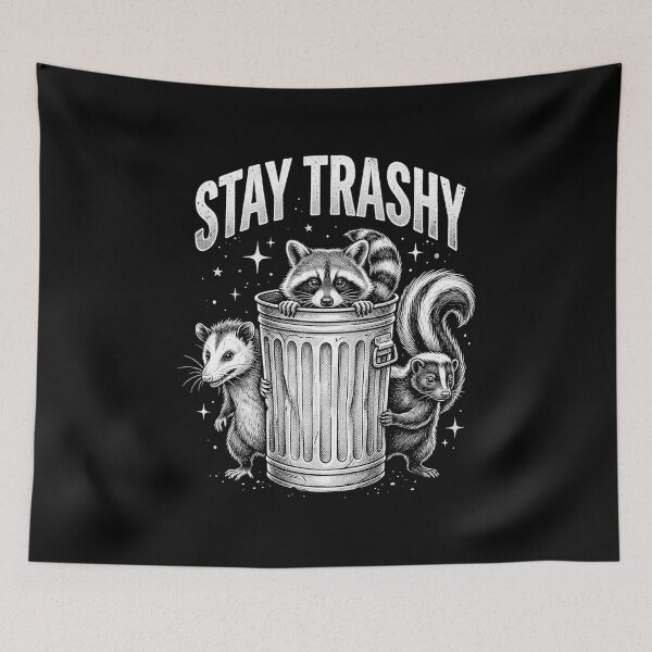 Item preview, Stay Trashy Raccoon Opossum Skunk designed and sold by dudelinart.