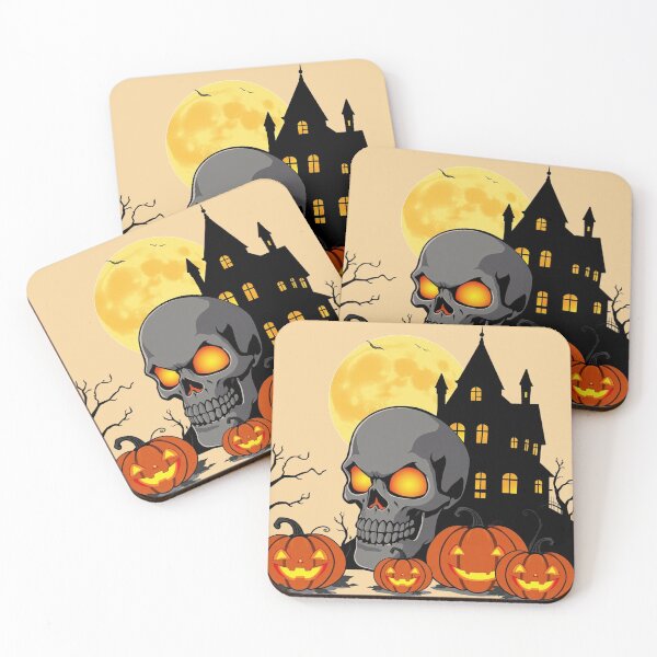 Item preview, Spooky Gothic Halloween Skull and Haunted Castle Art designed and sold by Fine-Arts-Lab.