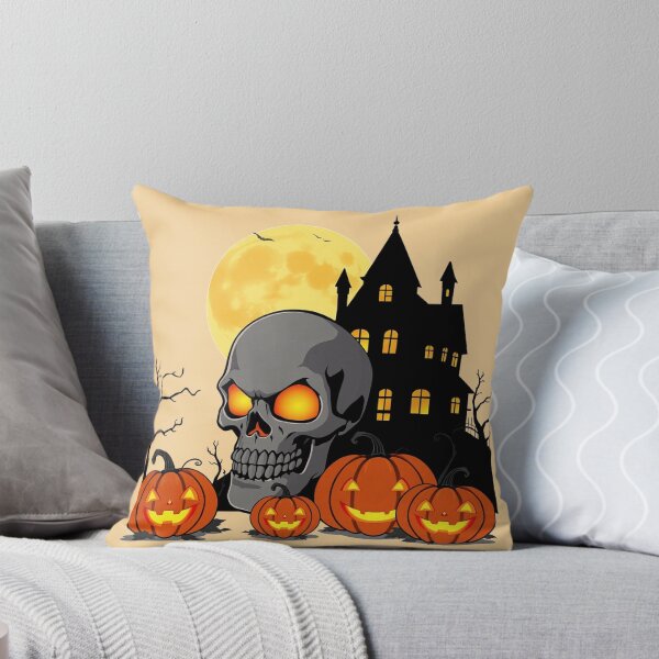 Item preview, Spooky Gothic Halloween Skull and Haunted Castle Art designed and sold by Fine-Arts-Lab.