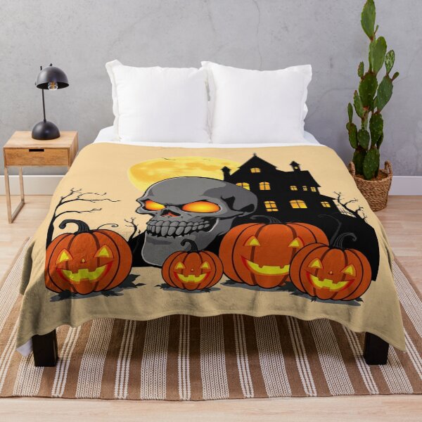 Item preview, Spooky Gothic Halloween Skull and Haunted Castle Art designed and sold by Fine-Arts-Lab.