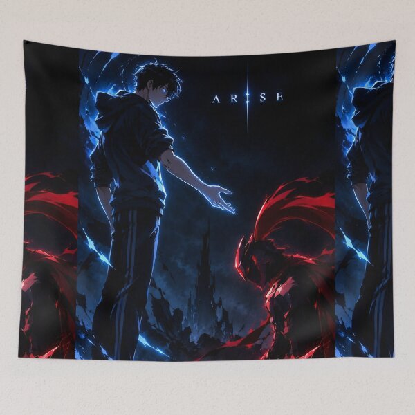 Item preview, Blue Shadow Hunter – Crimson Demon Awakening Dark Fantasy Anime Art designed and sold by Dyan4.