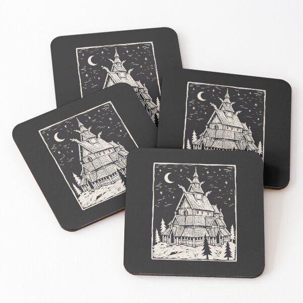 Item preview, Borgund Stave Church – Norway Linocut designed and sold by Odd World.