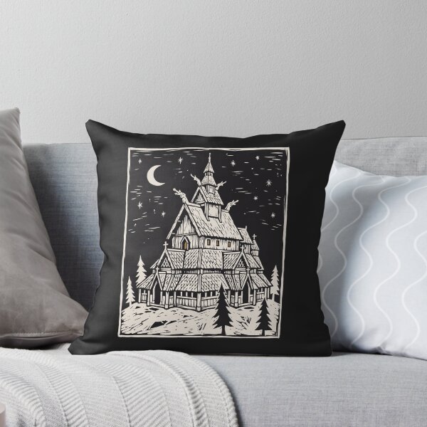 Item preview, Borgund Stave Church – Norway Linocut designed and sold by Odd World.