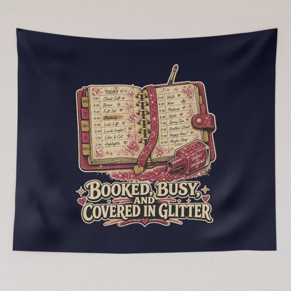 Item preview, Booked Busy And Covered In Glitter Shirt, Funny Nail Tech T-Shirt, Busy Nail Artist Humor Tee, Manicurist Gift Shirt, Vintage Glitter Planner Graphic designed and sold by TshirtsLabs.