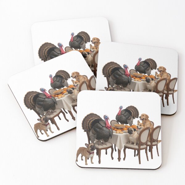 Item preview, Funny Thanksgiving Dinner with Dogs and Two Live Turkeys designed and sold by BestFriendWorld.