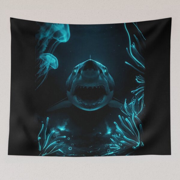 Item preview, Bioluminescent Shark in Deep Ocean designed and sold by Enea Kelo.
