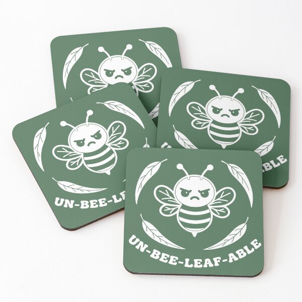 Item preview, Un-BEE-Leaf-Able | Funny Sassy Cranky Bee Botanical Pun designed and sold by Petal & Pith Makery.