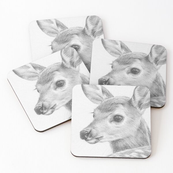 Item preview, Baby Fawn Pencil Sketch Portrait - Cute Woodland Deer Animal Art Print designed and sold by Leon Woods Pencil Art.