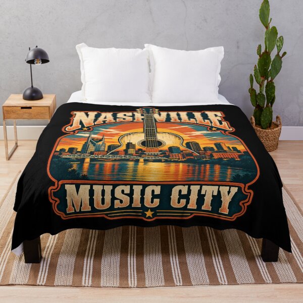 Item preview, Nashville Giant Acoustic Guitar over Golden Skyline designed and sold by Fenay Designs.