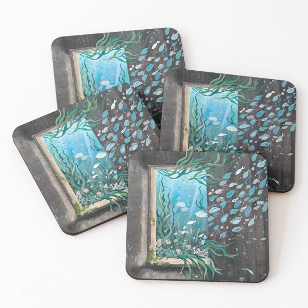 Item preview, Dreamy Ocean Window - Surreal Fish Escape, Sustainable Sea Cozy Art designed and sold by Cozyworld Studio.