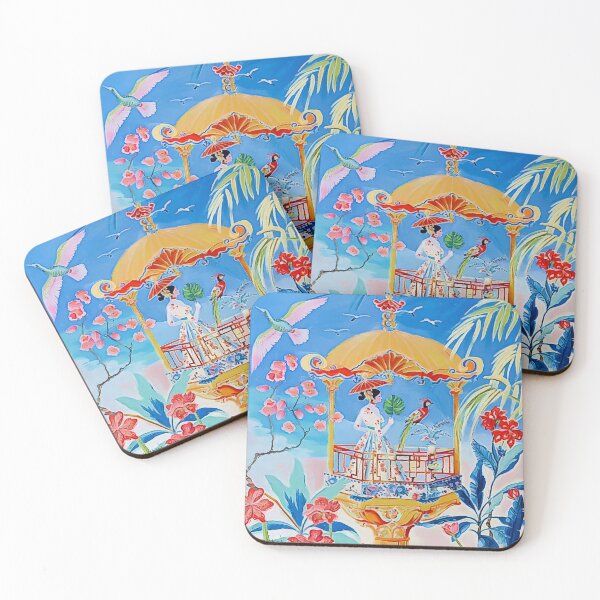 Item preview, Whimsical chinoiserie court scene designed and sold by SophieClimaArt.