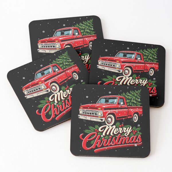 Item preview, Vintage red truck with Christmas tree design designed and sold by rafaeltto.