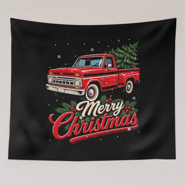 Item preview, Vintage red truck with Christmas tree design designed and sold by rafaeltto.