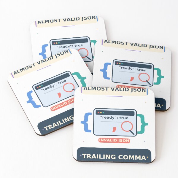 Item preview, Almost Valid JSON Trailing Comma - Funny AI Coding Humor designed and sold by Ink and Wink.