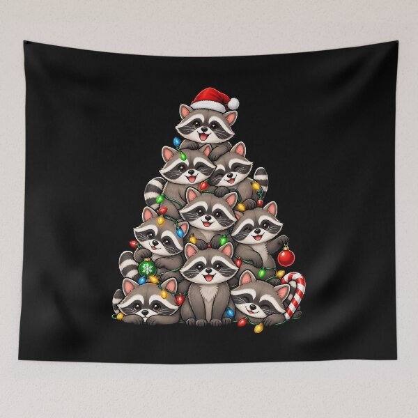 Item preview, Cute raccoons Christmas tree design designed and sold by rafaeltto.