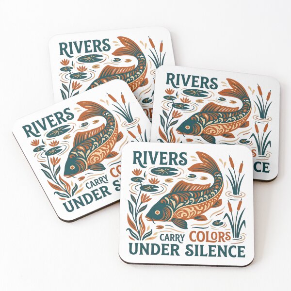 Item preview, Folk Art Carp Swimming in River with Reeds and Lily Pads Illustration designed and sold by SHOP-Corner.