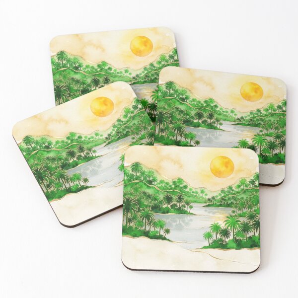 Item preview, Tropical Sunset on the Coast - Watercolor and Gold designed and sold by Esencia Argentina.