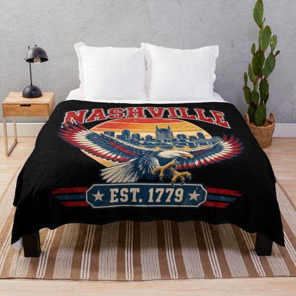 Item preview, Nashville Soaring Eagle over a Retro Sunset Skyline designed and sold by Fenay Designs.