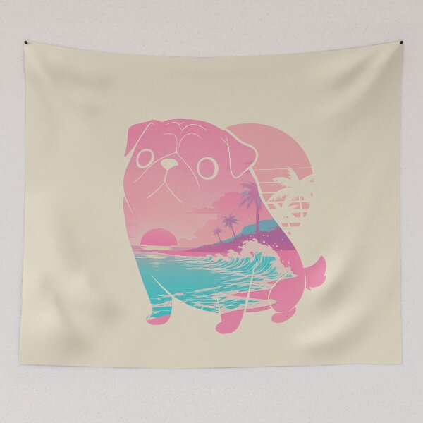Item preview, Pug Dog Tropical Beach Sunset designed and sold by mustbewhy.