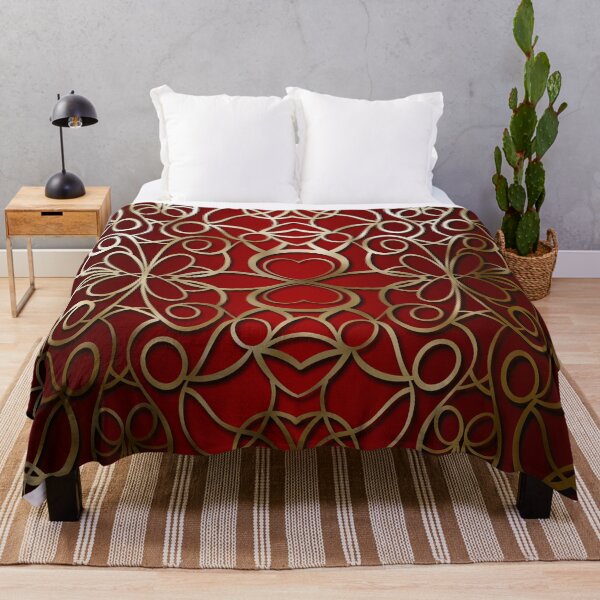 Item preview, Ruby Red and Antique Gold Ornamental Pattern designed and sold by Visual Studio 888.