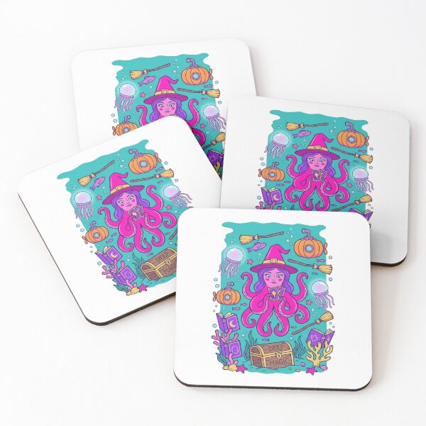 Item preview, DEEP MAGIC Octopus Witch - Kawaii Surreal Halloween Aquarium Art designed and sold by jrzvibe.