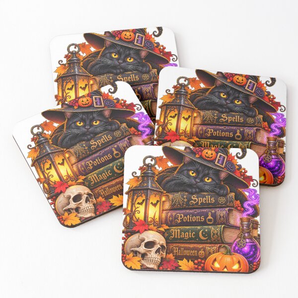Item preview, Black Cat Witch and Enchanted Spellbooks – Gothic Halloween Art designed and sold by aestheticguru.