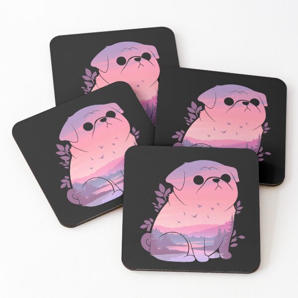 Item preview, Cute Pug Dog Botanical Leaves Sunset designed and sold by mustbewhy.