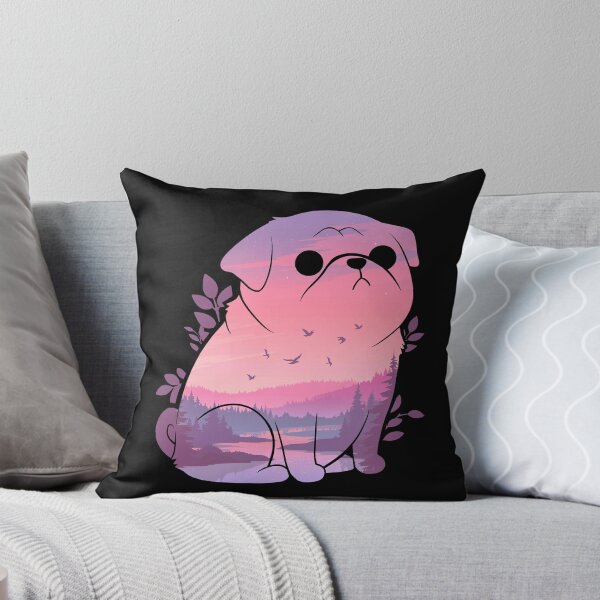 Item preview, Cute Pug Dog Botanical Leaves Sunset designed and sold by mustbewhy.