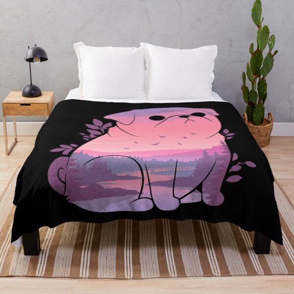 Item preview, Cute Pug Dog Botanical Leaves Sunset designed and sold by mustbewhy.