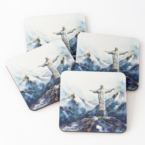 Item preview, Christ the Redeemer of the Andes - Watercolor and Gold designed and sold by Esencia Argentina.