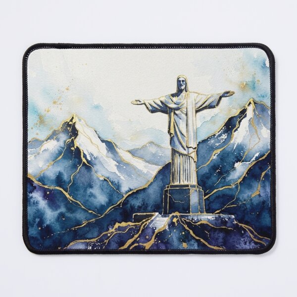 Item preview, Christ the Redeemer of the Andes - Watercolor and Gold designed and sold by Esencia Argentina.