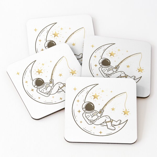 Item preview, Dreamy Astronaut Fishing for Stars on Crescent Moon Aesthetic designed and sold by m.mmado.